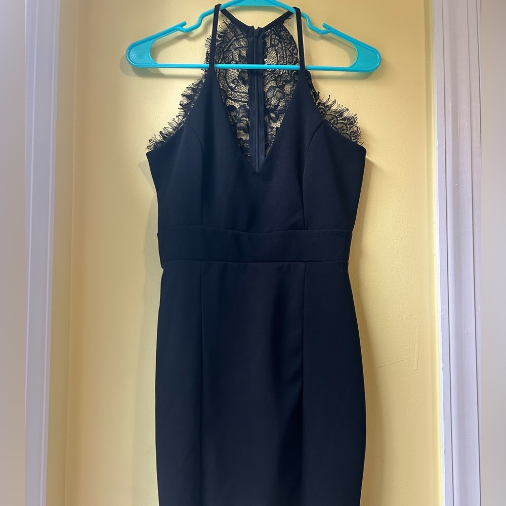 black midi length dress